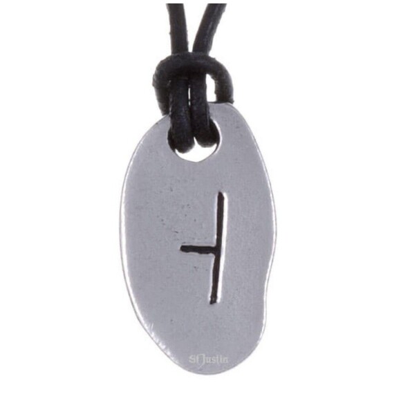 ST JUSTIN Pewter Protection Charm Rune Pendant April Tree Hawthorn Purity ON04 - Picture 1 of 3